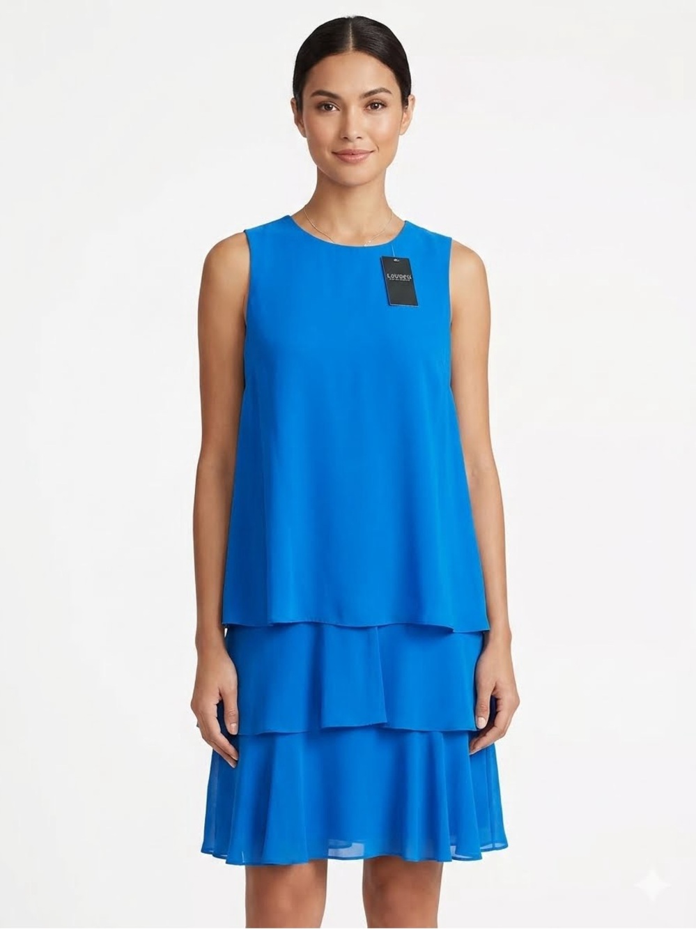 NWT Lauren Ralph Lauren Round Neck Sleeveless Tiered Skirt Shift Dress Sz 12
